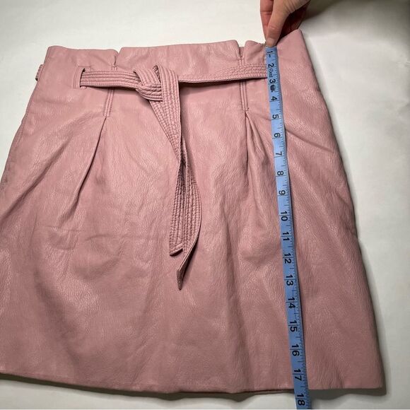 Free people belted leather mini skirt light pink 6 - Picture 6 of 10